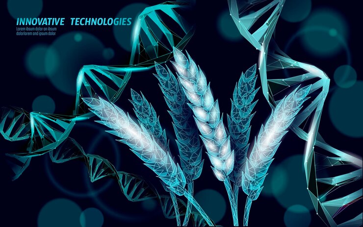 Vetor o trigo geneticamente modificado ciência das plantas química biologia genética engenharia inovação ecológica orgânica