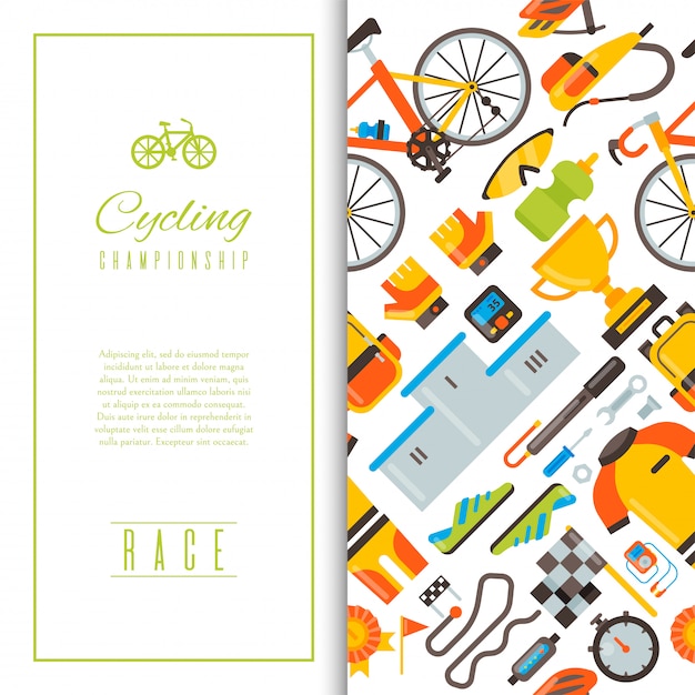 Vetor o uniforme da bicicleta e os acessórios sem emenda do esporte vector a ilustração.