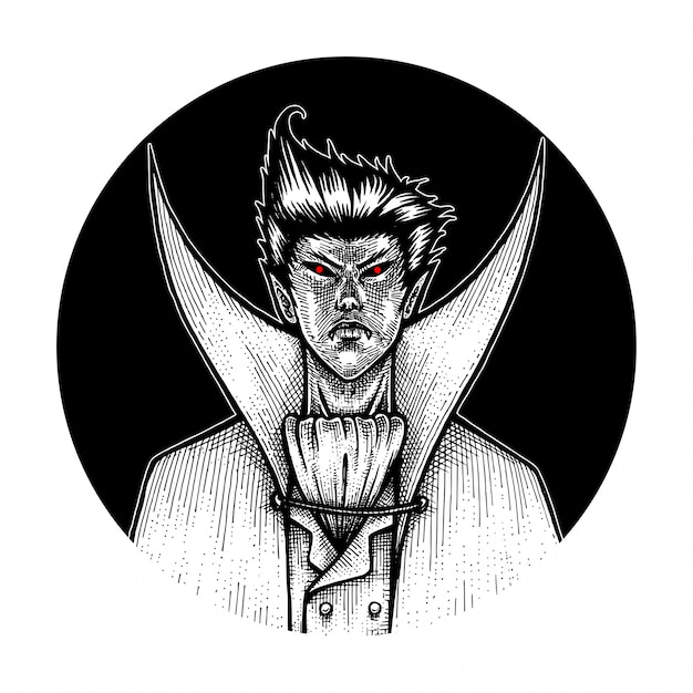 Vetor o vampiro, ilustração de mão desenhada