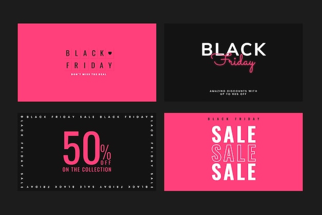 Vetor o vetor da black friday oferece um conjunto de modelos de pôsteres de publicidade social rosa