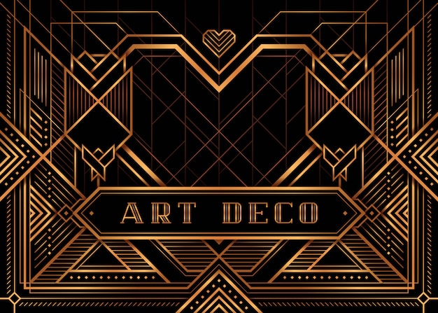 Vetor o vetor de estilo grande deco gatsby, rosas de ouro e coração