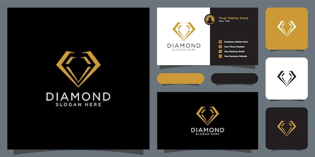 O vetor de logotipo de diamante projeta linha mono