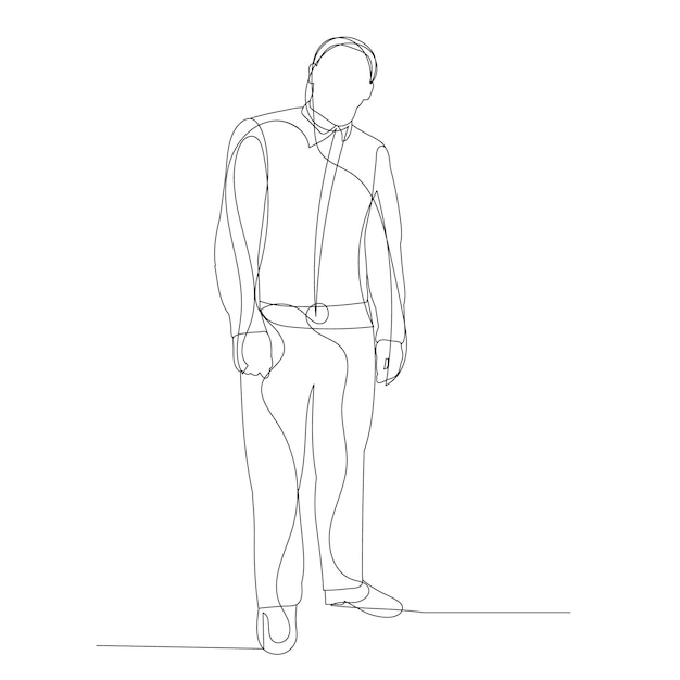 Vetor o vetor isolou um desenho de linha de um esboço de homem em pé