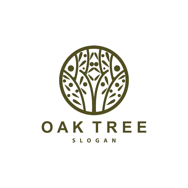 Oak tree logo nature tree plant vector modelo de silhueta de ilustração de design simples minimalista