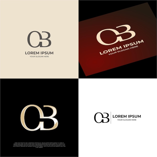 Vetor ob initial modern typography emblem logo template para negócios