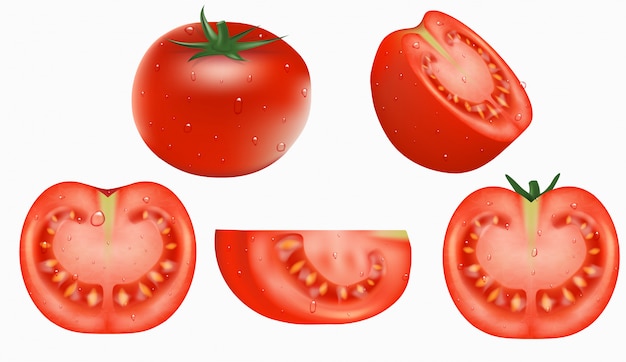 Objeto, conjunto de tomate vermelho fresco