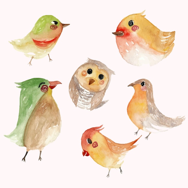Objeto de personagem de pássaro com estilo aquarela
