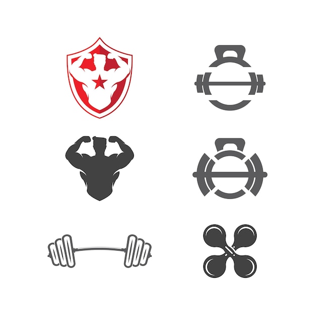 Vetor objeto de vetor e ícones para etiqueta esportiva, emblema de ginásio, design de logotipo de fitness