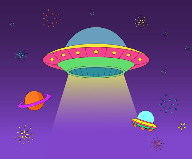 Ilustração Vetorial De Desenho Animado Alienígena Está Dirigindo Um Disco  Voador. Royalty Free SVG, Cliparts, Vetores, e Ilustrações Stock. Image  160584718