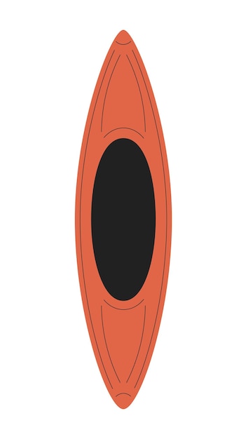 Objeto vetorial de cor semi-plano de uma embarcação de caiaque vermelha