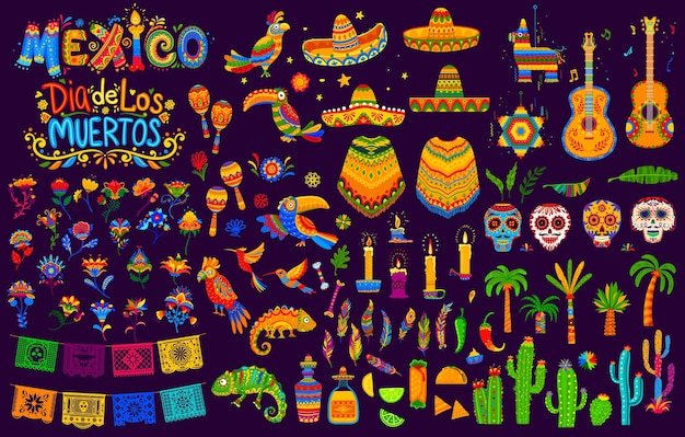 Objetos de férias mexicanos, conjunto dia de los muertos