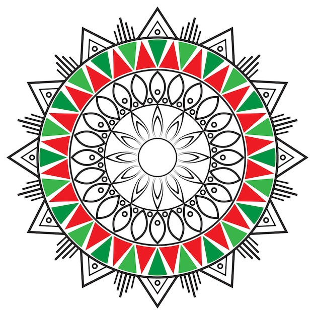 Obra de arte de mandala com fundo de padrão colorido