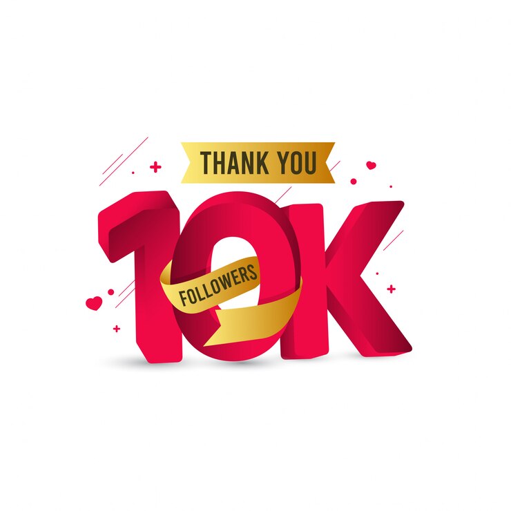 Vetor obrigado 10 k seguidores modelo design ilustração