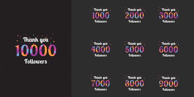 Obrigado 1000 a 10000 seguidores design de modelo