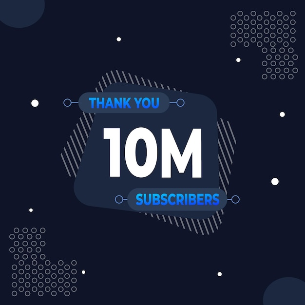 Obrigado 10m assinantes ou seguidores web mídia social design de postagem moderna