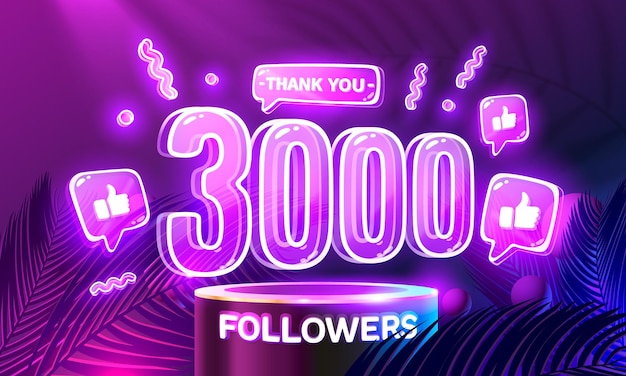 Obrigado 3000 seguidores pessoas online grupo social banner feliz comemorar Vetor