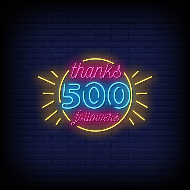 Obrigado 500 seguidores neon signs style text