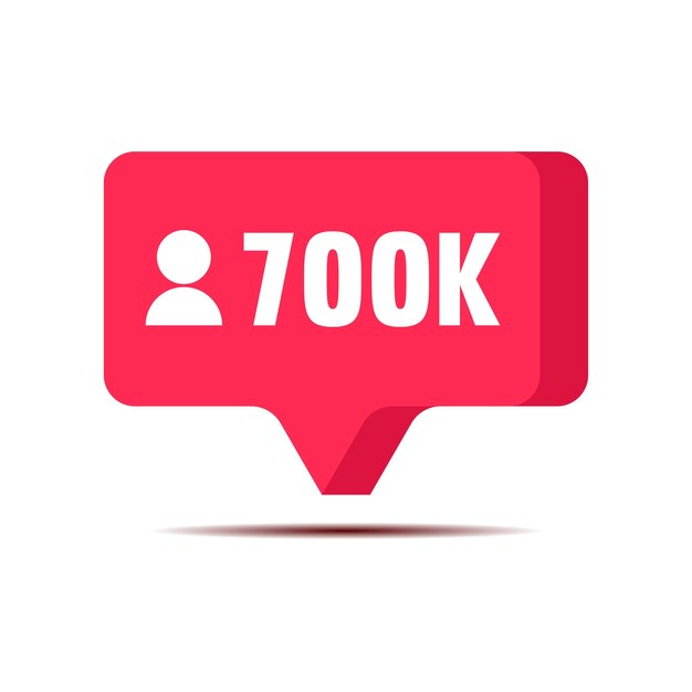 Vetor obrigado 700k seguidores celebração notificação de mídia social