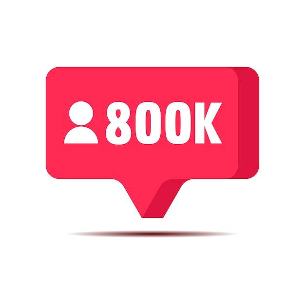 Vetor obrigado 800k seguidores celebração notificação de mídia social