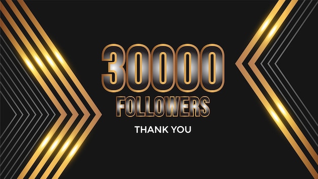 Vetor obrigado banner de modelo de parabéns de 30.000 seguidores. comemoração dos 30k seguidores