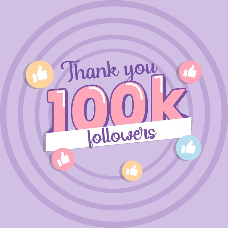 Vetor obrigado modelo de 100 mil seguidores sociais vetor grátis