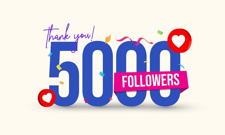 Vetor obrigado por 5.000 assinantes nas redes sociais, 5.000 ou 5.000 seguidores.