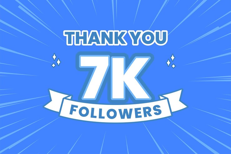 Vetor obrigado por 7000 seguidores, obrigado por postar na comunidade de mídia social ou obrigado por seguidores.
