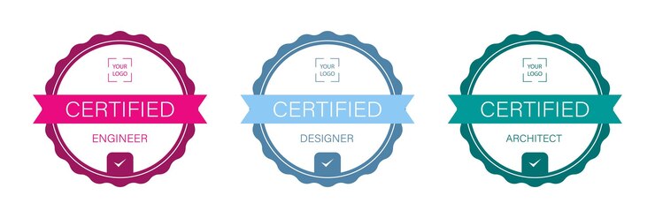 Vetor obtenha um conjunto de certificados com profissões de ti engenheiro designer arquiteto