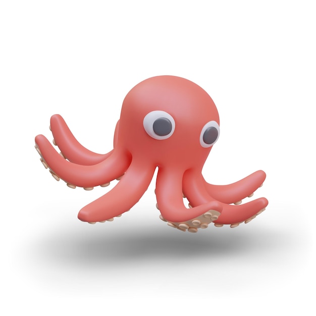 Octopus bonito em fundo branco personagem de desenho animado em cor rosa