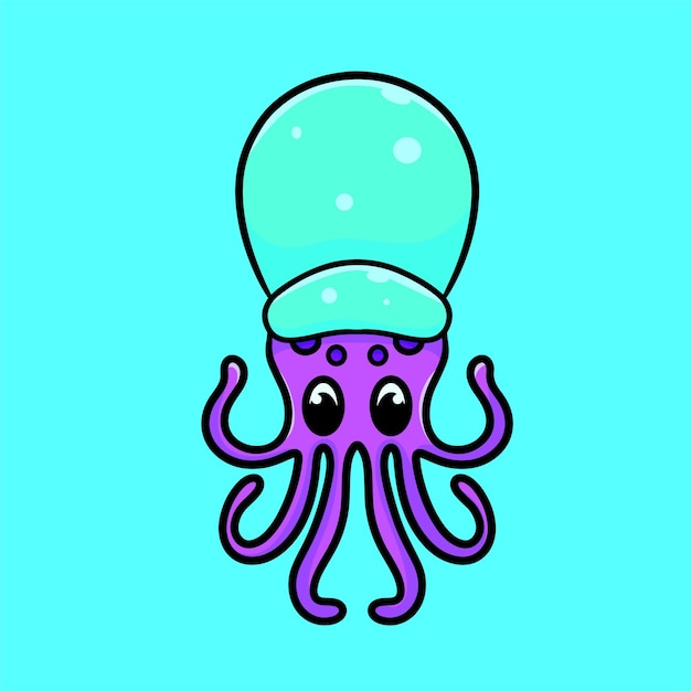 Octopus cartoon mascote vector design plano bonito sorriso expressão oceano animal aquarium