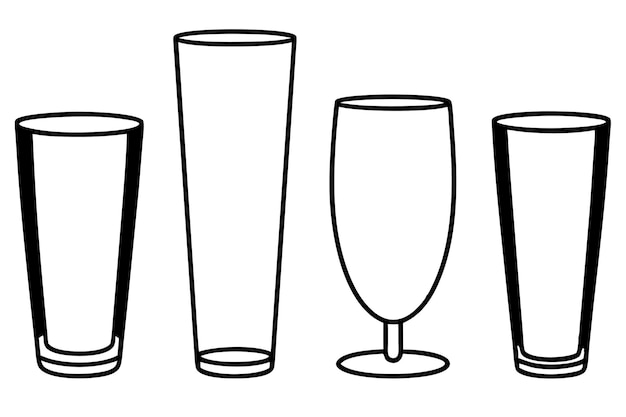 Óculos altos, arte de linha, comida, desenhos minimalistas elegantes.