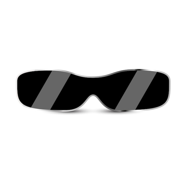 Óculos de sol modernos pretos com vidro escuro no fundo branco