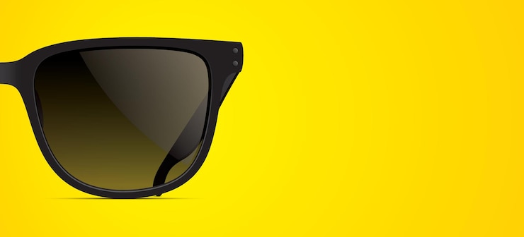 Vetor óculos de sol pretos elegantes sobre um fundo amarelo