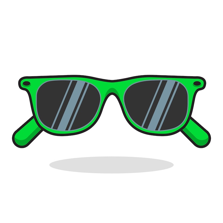 Óculos de sol verdes dos desenhos animados isolados na ilustração vetorial de fundo branco