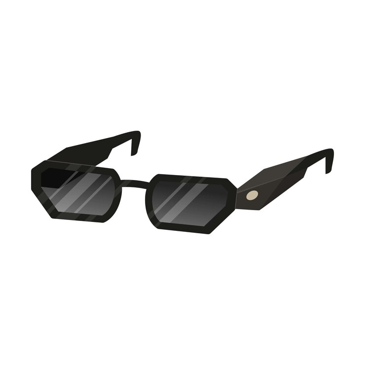 Vetor óculos elegantes poligonais com lentes escuras acessório de moda para o verão proteção dos olhos contra a radiação ultravioleta ilustração vetorial isolada em fundo branco