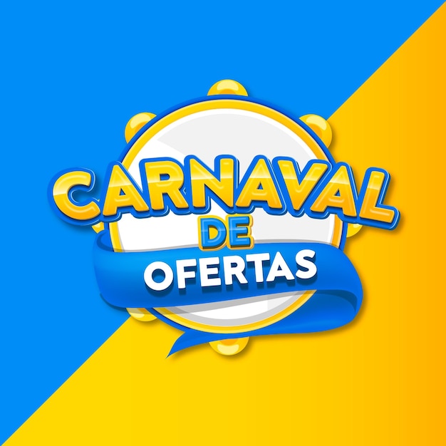 Oferece carnaval com logotipo 3d tambourine vetor