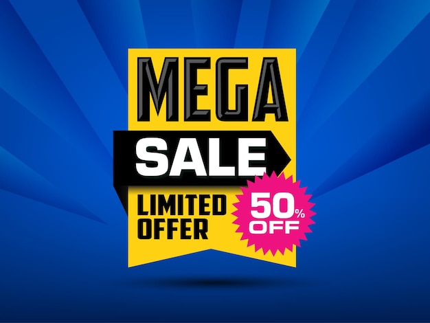 Oferta de desconto de design de banner de promoção ilustração de vendas de marketing com texto Mega Sale