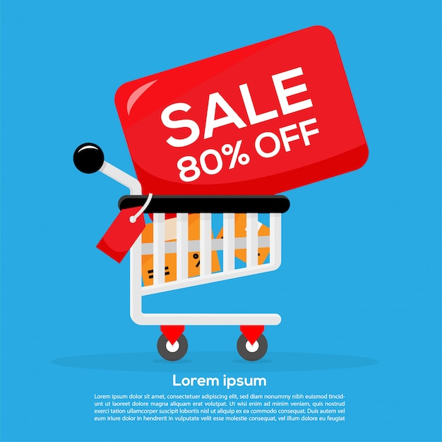 Oferta de promoção de venda Banner Design de modelo de carrinho