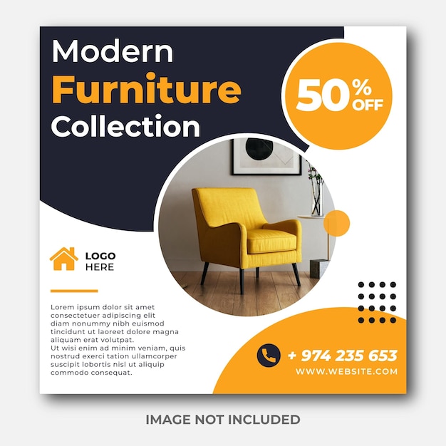 Oferta de venda de móveis e modelo de mídia social