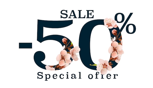 Oferta de venda de primavera 50% de fliers para economizar a temporada Ilustração vetorial