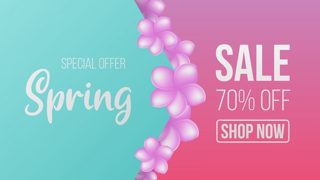 Oferta de venda especial de primavera para flor de banner de promoção