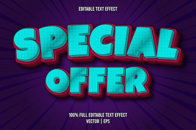 Oferta especial de estilo cômico com efeito de texto editável