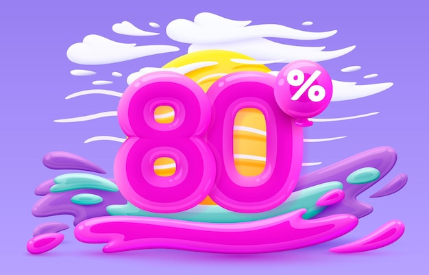 Oferta especial de mega venda porcentagem de pódio de palco 80 simmer time lifestyle feliz banner viagem vetor