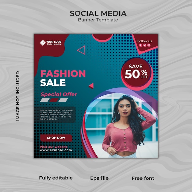 Oferta especial de postagem de mídia social de venda de moda ou modelo de banner da web e instagram