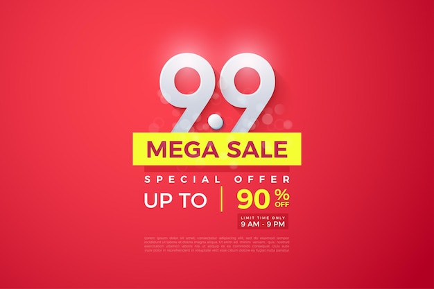 Oferta especial na venda 99 em fundo vermelho