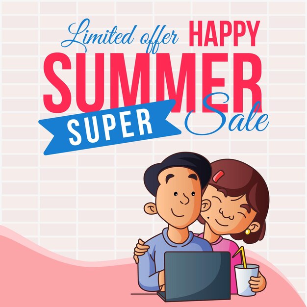 Oferta limitada de design de banner de feliz venda de verão