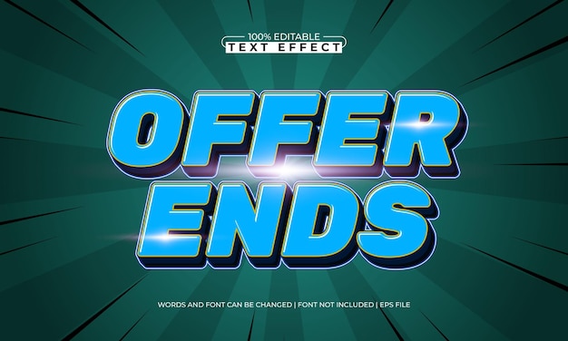 oferta termina efeitos de texto editáveis com um tema de desconto e promoção