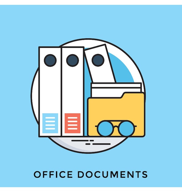 Office documents flat vector icon