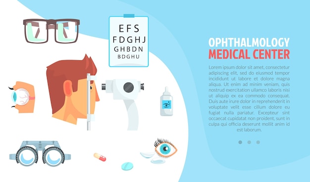 Oftalmologia e Cuidados com os Olhos Web Banner Design Vector Template