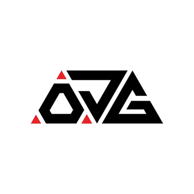 OJG triângulo letra logo design com forma de triângulo OJG logo design triângulo monograma OJG modelo de logo triângulo vetor com cor vermelha OJG logótipo triangular Simples Elegante e luxuoso Logo OJG